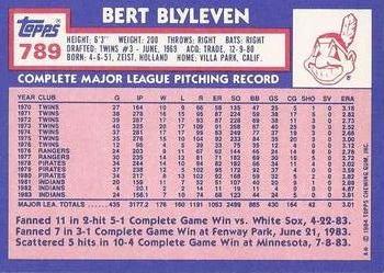 1984 Topps - Collector's Edition (Tiffany) #789 Bert Blyleven Back