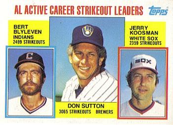 1984 Topps - Collector's Edition (Tiffany) #716 AL Active Career Strikeout Leaders (Don Sutton / Bert Blyleven / Jerry Koosman) Front