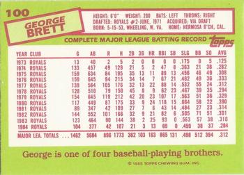 1985 Topps - Collector's Edition (Tiffany) #100 George Brett Back