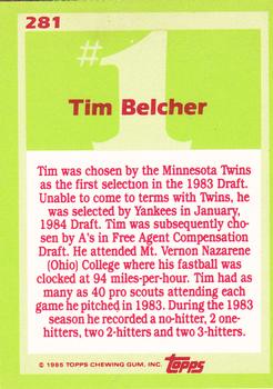1985 Topps - Collector's Edition (Tiffany) #281 Tim Belcher Back
