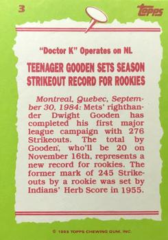 1985 Topps - Collector's Edition (Tiffany) #3 Dwight Gooden Back