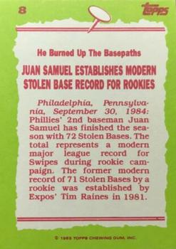 1985 Topps - Collector's Edition (Tiffany) #8 Juan Samuel Back