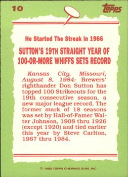 1985 Topps - Collector's Edition (Tiffany) #10 Don Sutton Back