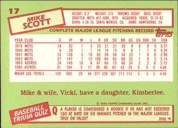 1985 Topps - Collector's Edition (Tiffany) #17 Mike Scott Back