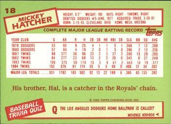 1985 Topps - Collector's Edition (Tiffany) #18 Mickey Hatcher Back