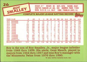 1985 Topps - Collector's Edition (Tiffany) #26 Roy Smalley Back