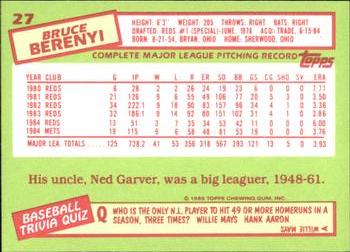 1985 Topps - Collector's Edition (Tiffany) #27 Bruce Berenyi Back
