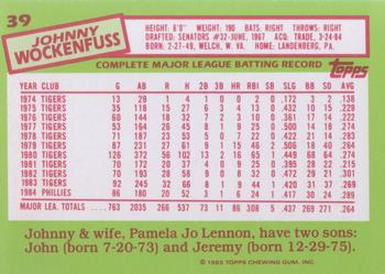 1985 Topps - Collector's Edition (Tiffany) #39 Johnny Wockenfuss Back