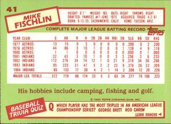 1985 Topps - Collector's Edition (Tiffany) #41 Mike Fischlin Back