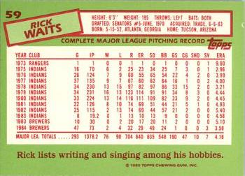 1985 Topps - Collector's Edition (Tiffany) #59 Rick Waits Back