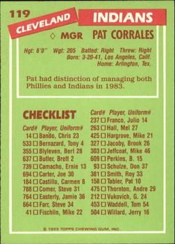 1985 Topps - Collector's Edition (Tiffany) #119 Pat Corrales Back