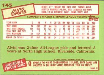 1985 Topps - Collector's Edition (Tiffany) #145 Alvin Davis Back