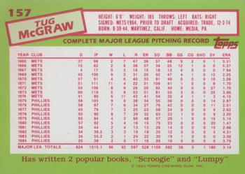 1985 Topps - Collector's Edition (Tiffany) #157 Tug McGraw Back