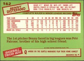 1985 Topps - Collector's Edition (Tiffany) #162 Benny Distefano Back