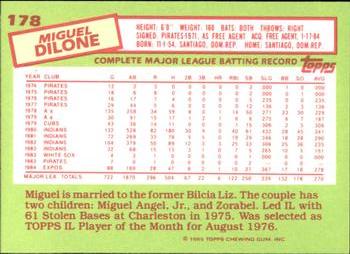 1985 Topps - Collector's Edition (Tiffany) #178 Miguel Dilone Back