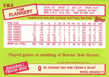 1985 Topps - Collector's Edition (Tiffany) #182 Tim Flannery Back