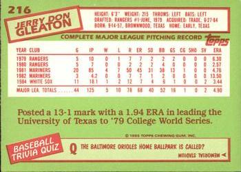 1985 Topps - Collector's Edition (Tiffany) #216 Jerry Don Gleaton Back