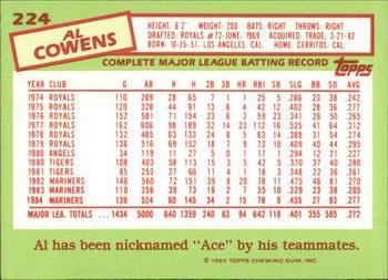 1985 Topps - Collector's Edition (Tiffany) #224 Al Cowens Back
