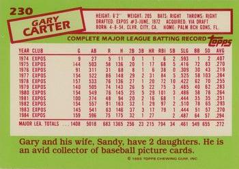 1985 Topps - Collector's Edition (Tiffany) #230 Gary Carter Back