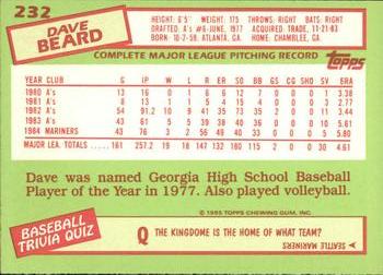 1985 Topps - Collector's Edition (Tiffany) #232 Dave Beard Back