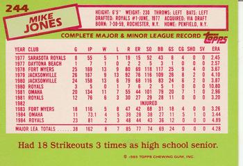 1985 Topps - Collector's Edition (Tiffany) #244 Mike Jones Back