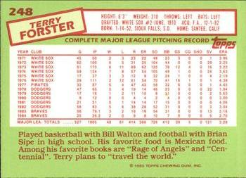 1985 Topps - Collector's Edition (Tiffany) #248 Terry Forster Back