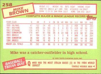1985 Topps - Collector's Edition (Tiffany) #258 Mike Brown Back