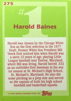 1985 Topps - Collector's Edition (Tiffany) #275 Harold Baines Back
