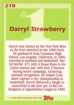 1985 Topps - Collector's Edition (Tiffany) #278 Darryl Strawberry Back