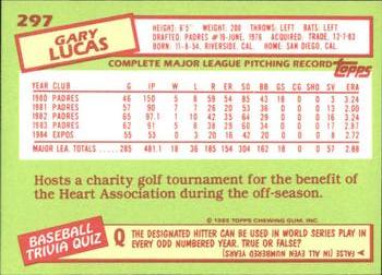 1985 Topps - Collector's Edition (Tiffany) #297 Gary Lucas Back