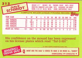1985 Topps - Collector's Edition (Tiffany) #313 Dave Schmidt Back