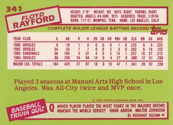1985 Topps - Collector's Edition (Tiffany) #341 Floyd Rayford Back