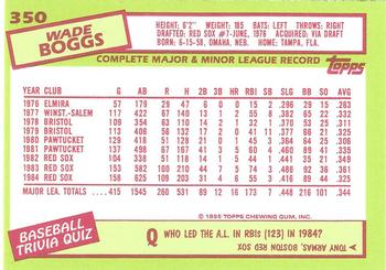1985 Topps - Collector's Edition (Tiffany) #350 Wade Boggs Back