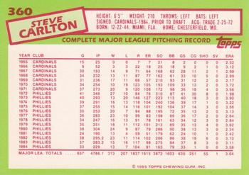 1985 Topps - Collector's Edition (Tiffany) #360 Steve Carlton Back