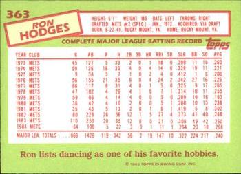 1985 Topps - Collector's Edition (Tiffany) #363 Ron Hodges Back