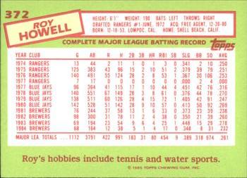 1985 Topps - Collector's Edition (Tiffany) #372 Roy Howell Back