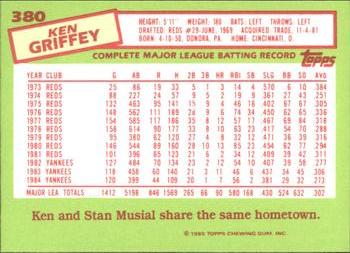 1985 Topps - Collector's Edition (Tiffany) #380 Ken Griffey Back