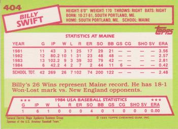 1985 Topps - Collector's Edition (Tiffany) #404 Bill Swift Back