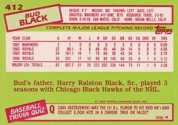 1985 Topps - Collector's Edition (Tiffany) #412 Bud Black Back