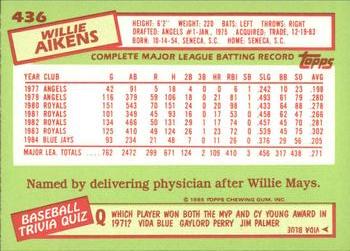 1985 Topps - Collector's Edition (Tiffany) #436 Willie Aikens Back