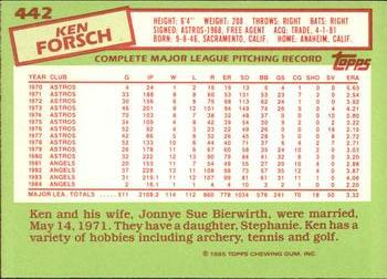 1985 Topps - Collector's Edition (Tiffany) #442 Ken Forsch Back