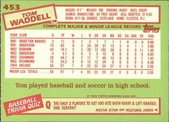 1985 Topps - Collector's Edition (Tiffany) #453 Tom Waddell Back