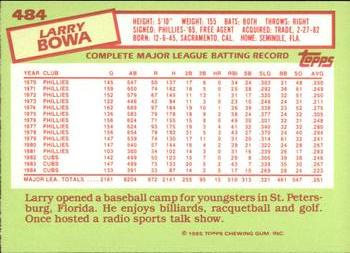 1985 Topps - Collector's Edition (Tiffany) #484 Larry Bowa Back