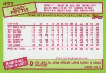 1985 Topps - Collector's Edition (Tiffany) #497 Gary Pettis Back
