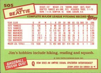 1985 Topps - Collector's Edition (Tiffany) #505 Jim Beattie Back