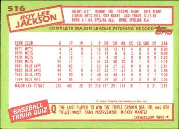 1985 Topps - Collector's Edition (Tiffany) #516 Roy Lee Jackson Back