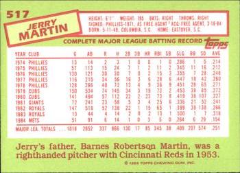 1985 Topps - Collector's Edition (Tiffany) #517 Jerry Martin Back