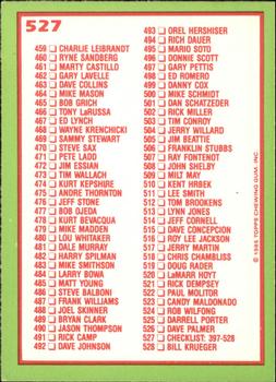 1985 Topps - Collector's Edition (Tiffany) #527 Checklist: 397-528 Back