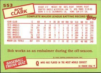 1985 Topps - Collector's Edition (Tiffany) #553 Bobby Clark Back
