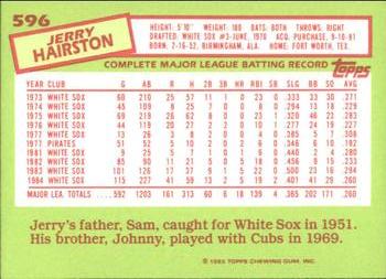 1985 Topps - Collector's Edition (Tiffany) #596 Jerry Hairston Back